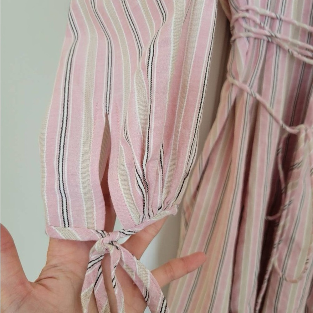 J. Crew Re-Imagined Alma Pink Striped Beach Boho Cotton Dress Womens Size L-XL - Picture 5 of 14